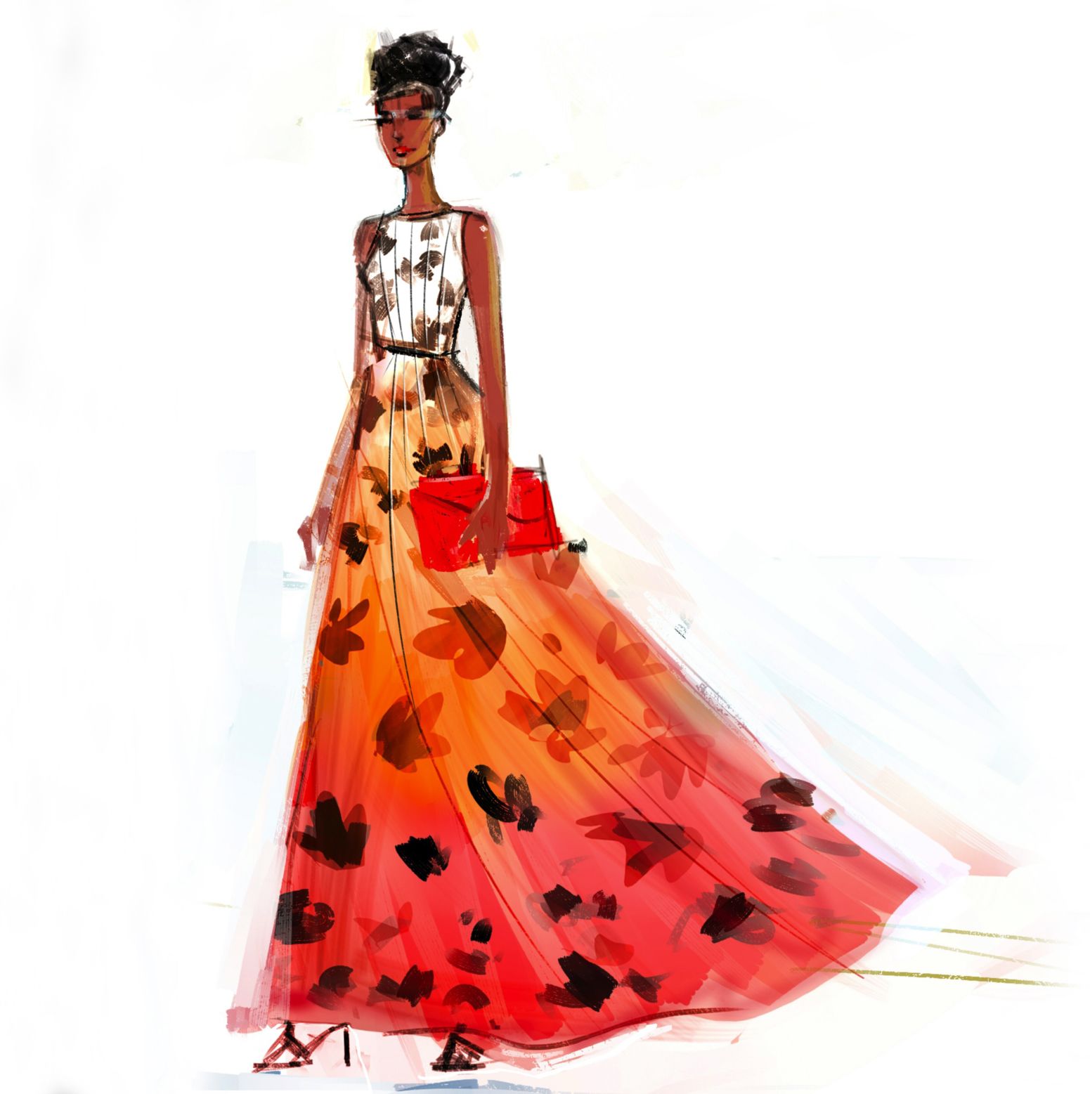 1551x1557 Jonathan Saunderedition Floral Maxi Dress Sketch For Debenhams