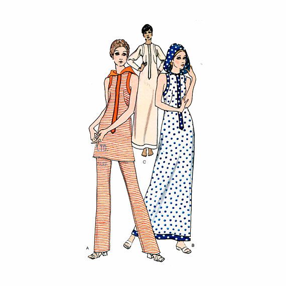 570x570 Sewing Pattern Boho Maxi Dress Or Cover Up With Hood Caftan