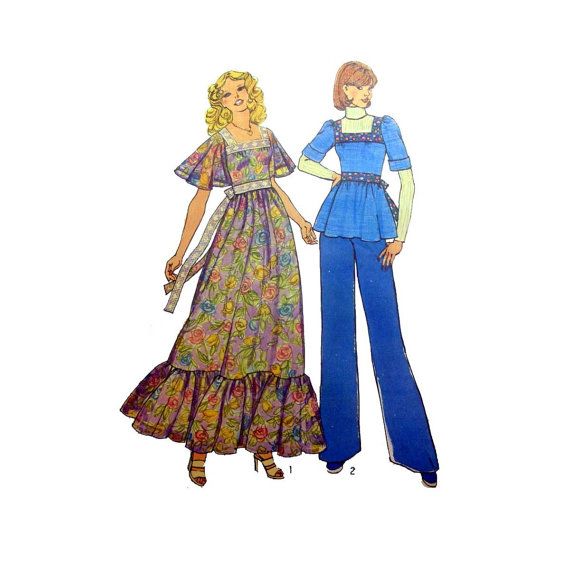 570x570 Boho Square Neck Tunic Or Maxi Dress With Ruffles, Women's Sewing