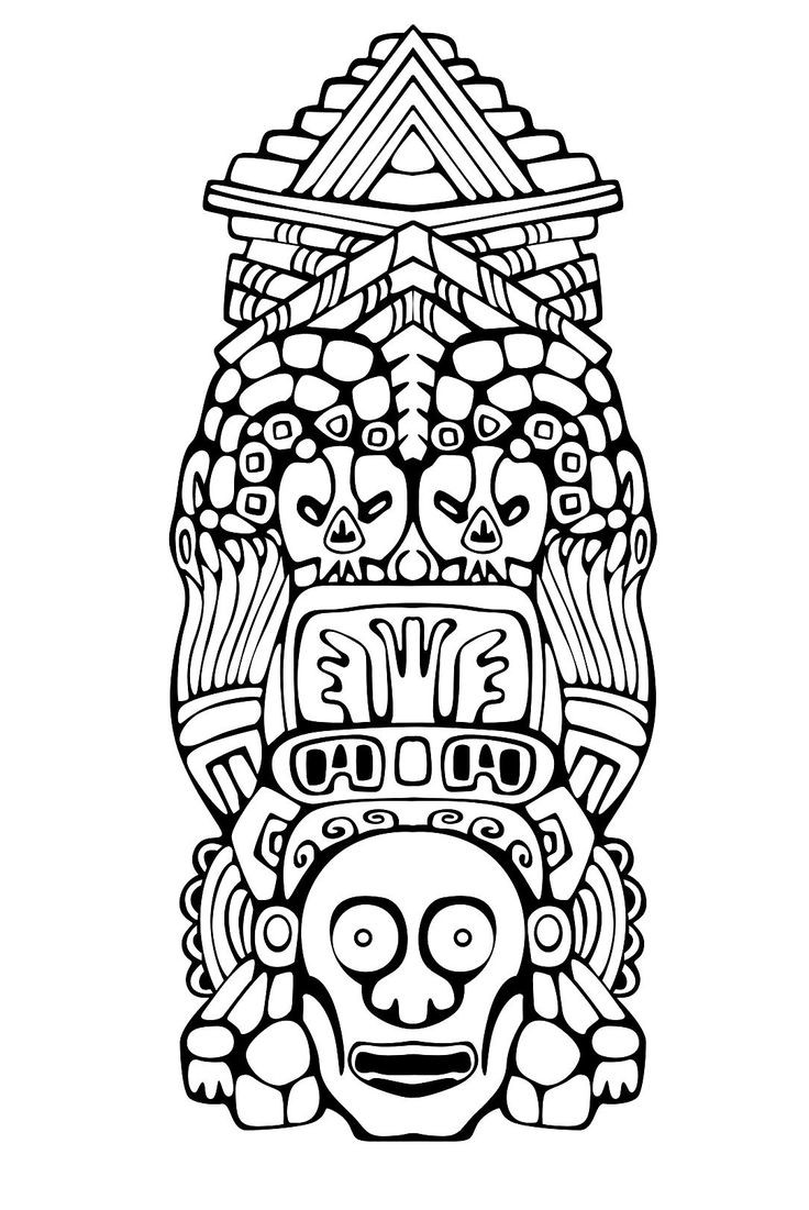 736x1101 aztec coloring pages adult mask inspiration inca mayan printable