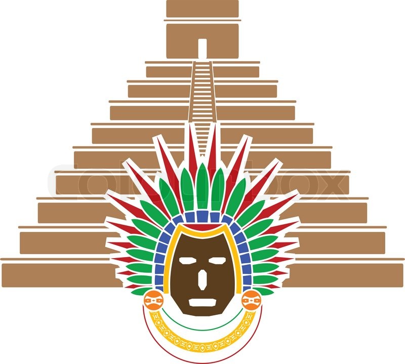 800x719 Mayan Pyramid And Mask Stock Vector Colourbox