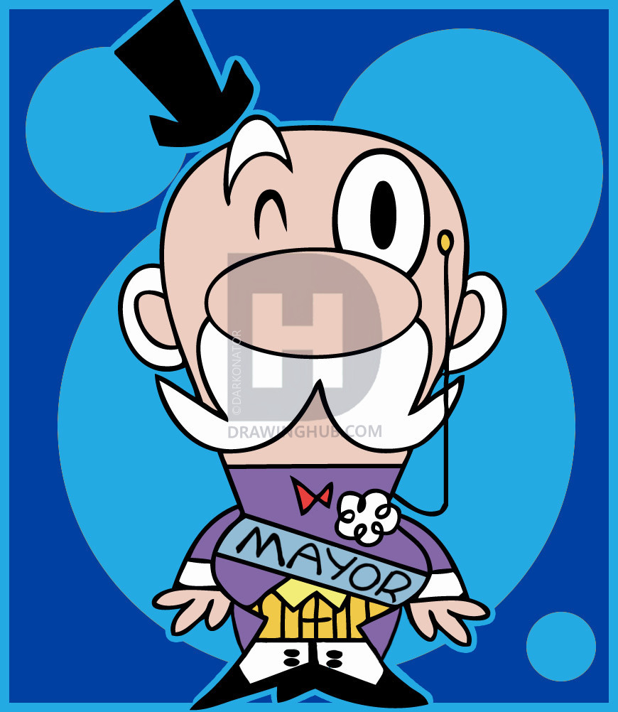 870x1002 How To Draw Mayor From The Powerpuff Girls, Step