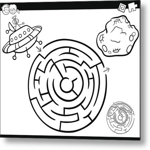 493x493 Maze With Ufo Coloring
