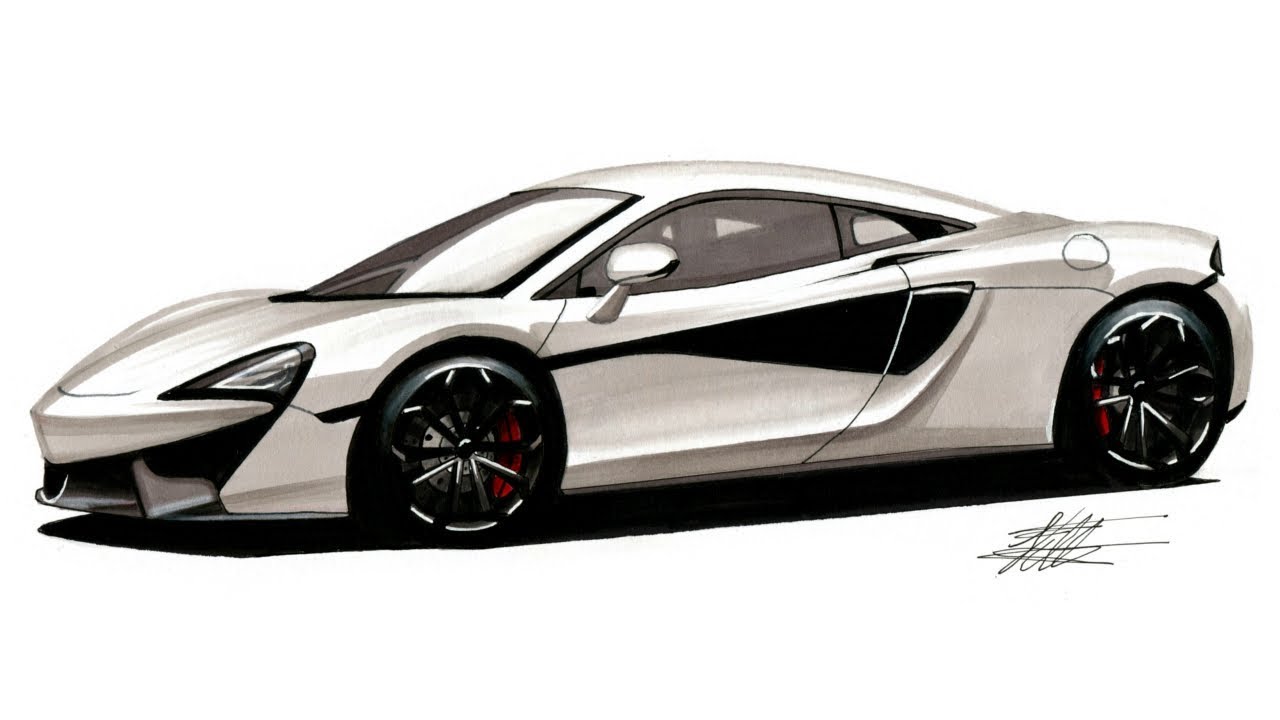 1280x720 Realistic Car Drawing