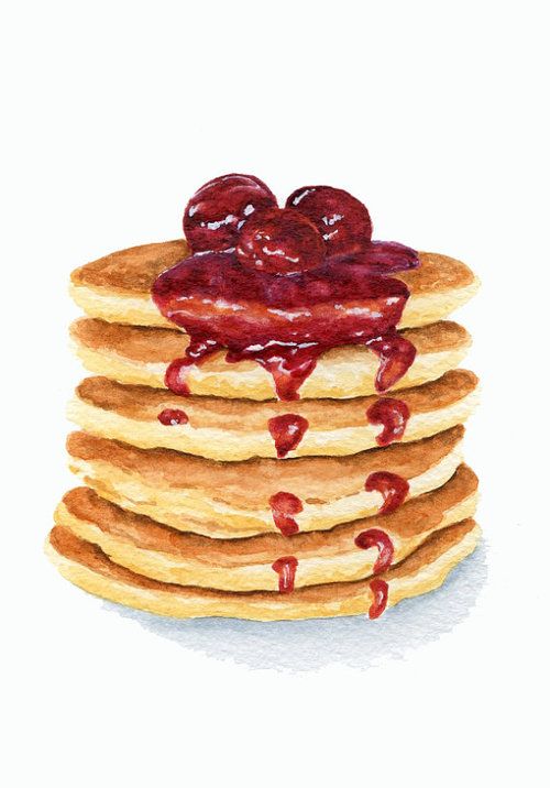 500x716 pancake food illustrations in food painting, food