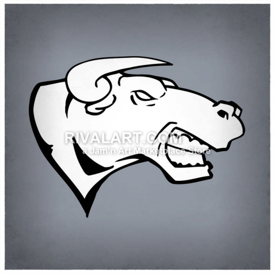 946x946 Mean Bulls Head Black White Graphic