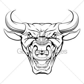 325x325 Angry Red Bull Head Roaring Mascot Gl Stock Images