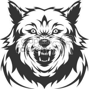 300x300 Mean Wolf Growling Head Vector Art Clipart Royalty Free Clipart