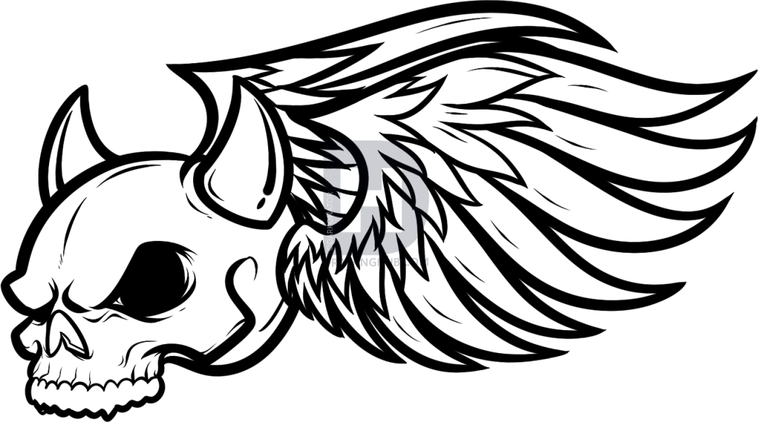 1080x601 How To Draw A Fiery Skull, Skull In Flames, Step