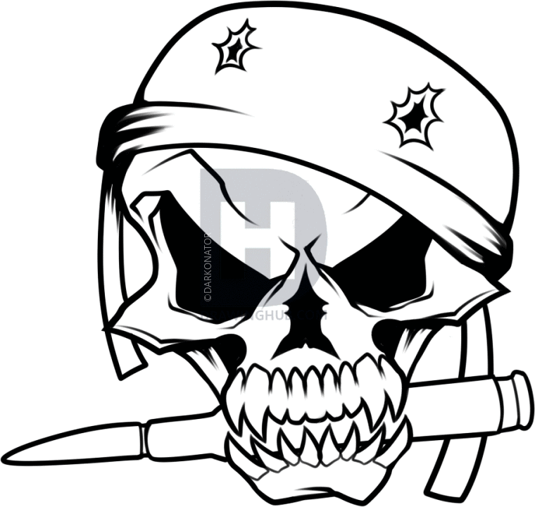 760x720 How To Draw A Military Skull, Step