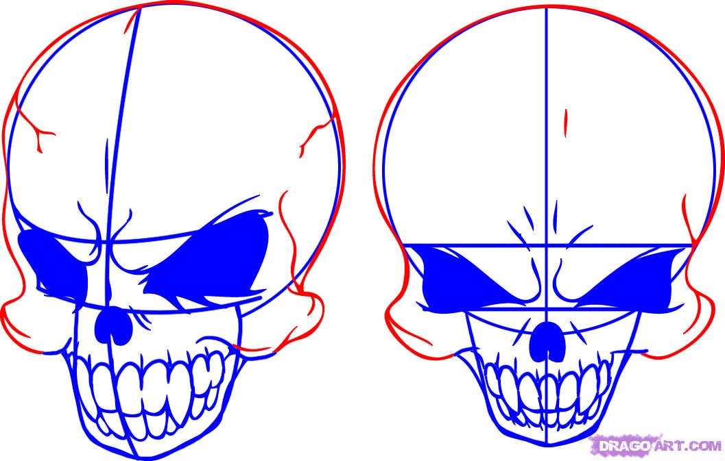 1057x673 How To Draw Skull Heads, Step