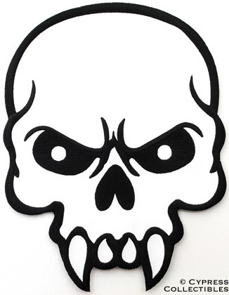 326x420 Mean Skull Iron On Embroidered Patch Vampire Poison Large Skeleton