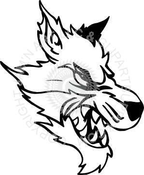 298x361 Mean Wolf Head Right Facing