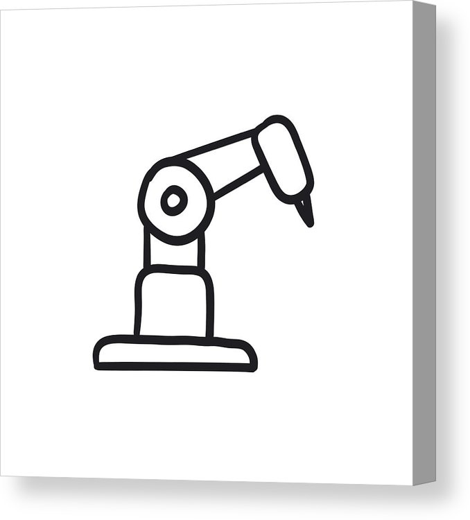 678x750 Industrial Mechanical Robot Arm Sketch Icon Canvas Print Canvas