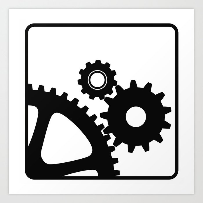 700x700 Three Mechanical Wheels Icon Technology Settings Symbol Art Print