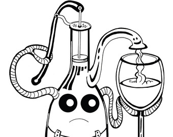 340x270 Mechanical Heart Coloring Art Print Robot Poster Art For Etsy