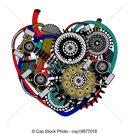 450x470 mechanical heart vector illustration mechanical heart, abstract