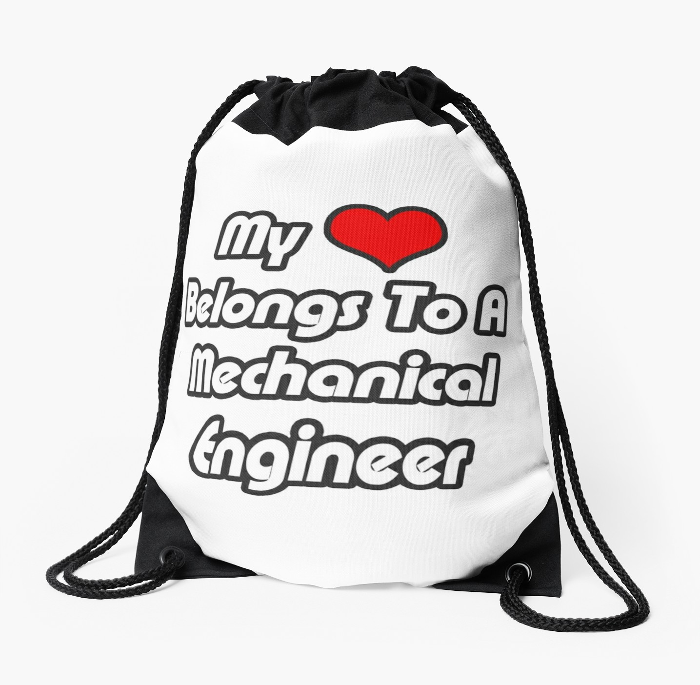 1435x1404 My Heart Belongs To A Mechanical Engineer Drawstring Bag