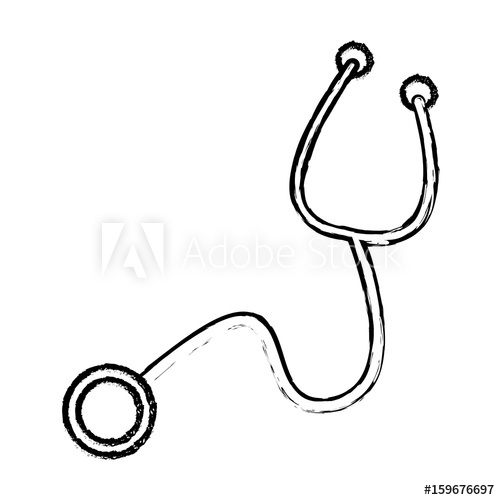 500x500 Sketch Stethoscope Medical Equipment Pulse Vector Illustration