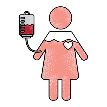 450x450 Female Avatar Blood Bag And Heart Medical Care Vector Illustration