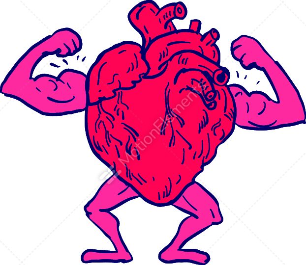 622x540 Healthy Heart Flexing Muscle Drawing Stock Vector