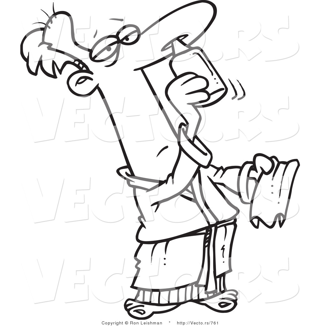 1024x1044 vector of a cartoon man spraying nasal medication in his nose