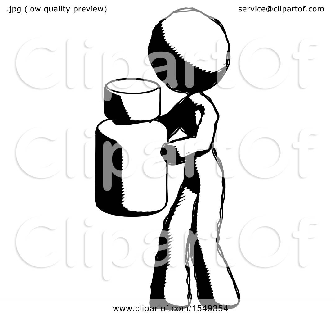 1080x1024 Ink Design Mascot Woman Holding White Medicine Bottle