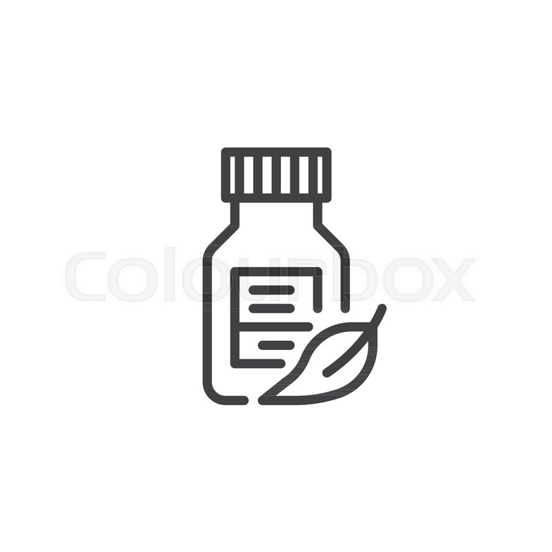 800x800 Medicine Bottle And Leaf Outline Icon Stock Vector Colourbox