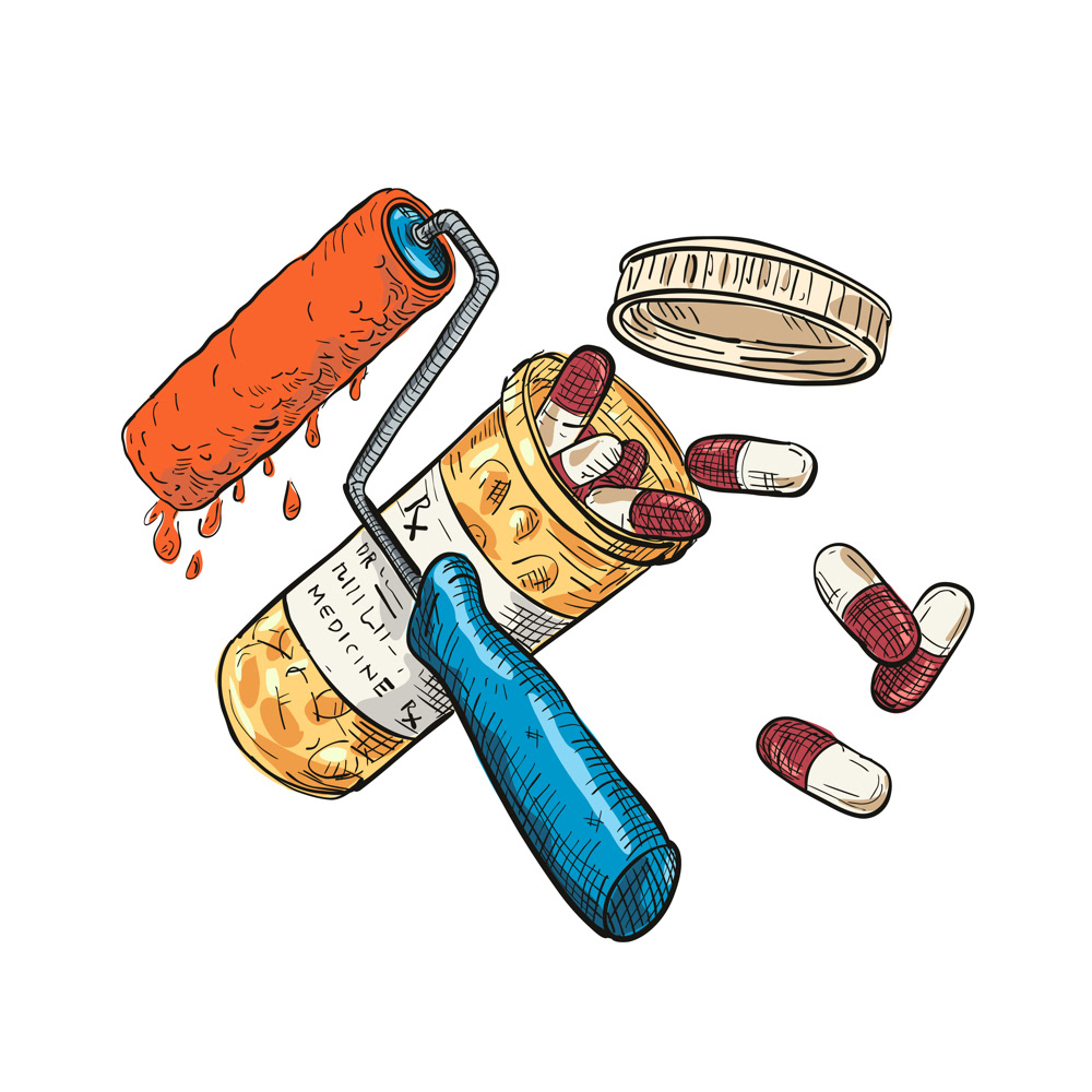 1000x1000 Paint Roller Medicine Capsule Bottle Drawing Color On Behance