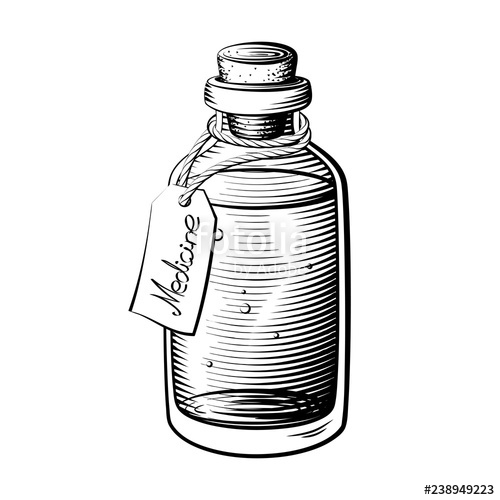 500x500 Small Vintage Bottle Vector With Label Tag For Medicine