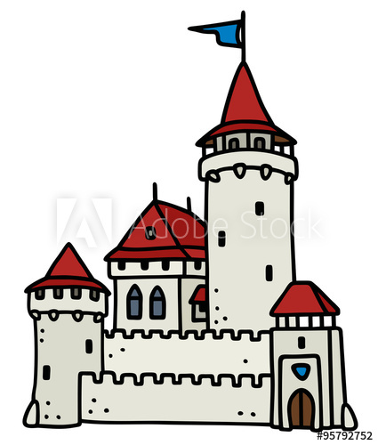 425x500 Old Stone Castle Hand Drawing, Not A Real Buiding