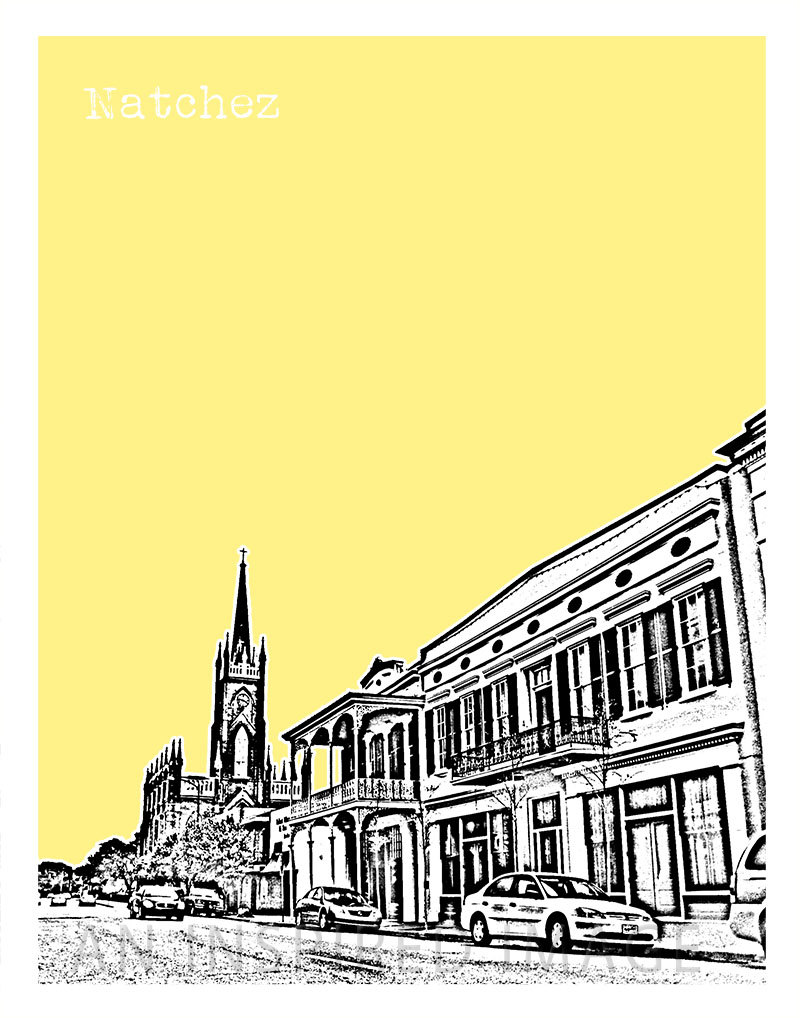 800x1018 Natchez Mississippi Poster Art City Skyline Print Ms