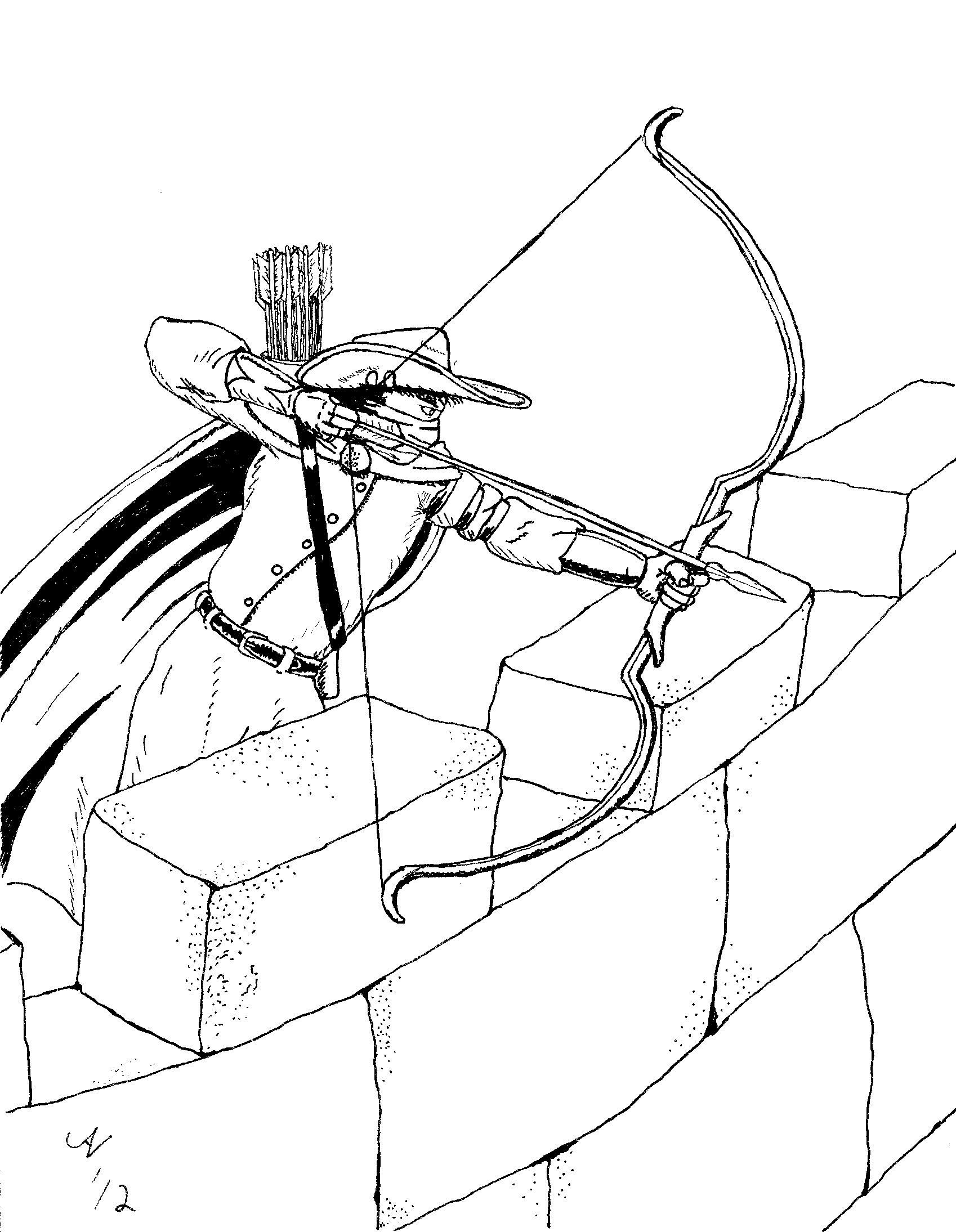 1698x2189 Medieval Archer Drawing For Personal Use Coloring Book Christmas