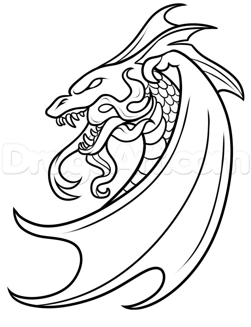 882x1148 How To Draw A Medieval Dragon, Step