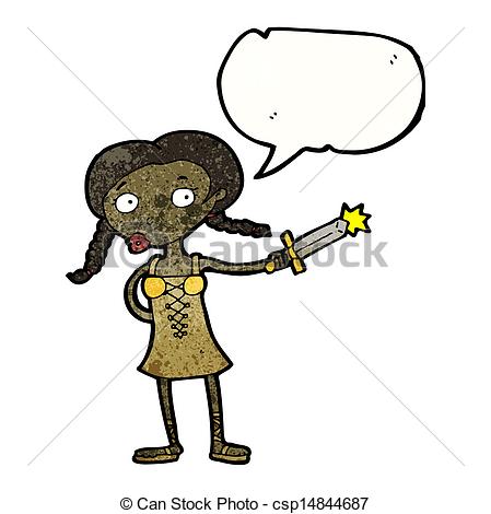 449x470 Cartoon Medieval Girl With Dagger Vector