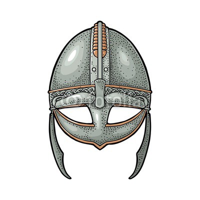 400x400 Viking Medieval Helmet Engraving Vintage Color Illustration
