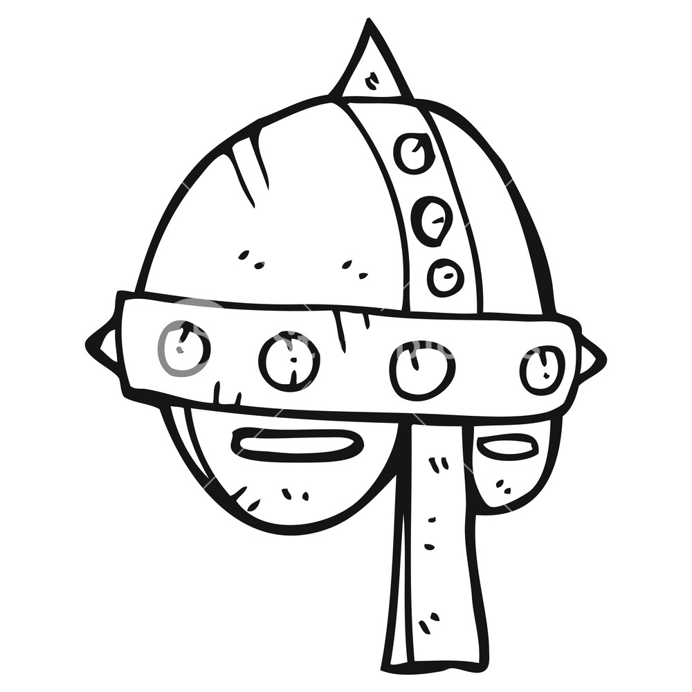 1000x1000 Freehand Drawn Black And White Cartoon Medieval Helmet Royalty