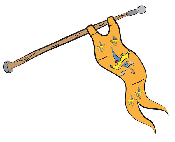 600x487 Royal Medieval Banner With King Crest On Wooden Pile Art Print