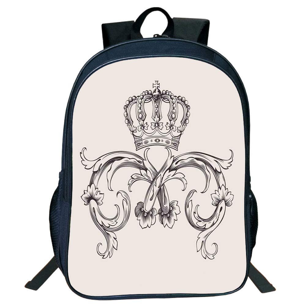 1000x1000 print black double deck rucksack, medieval, royal