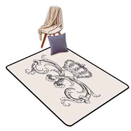 425x425 Entrance Door Mat Medieval Royal Crown With Vintage
