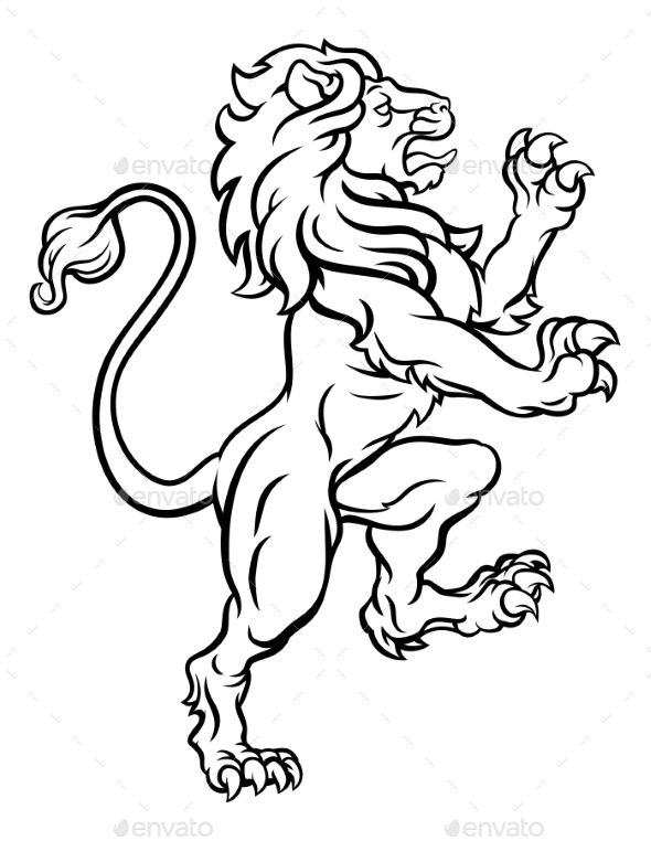 590x762 a lion standing rampant from a heraldic crest or coat of arms