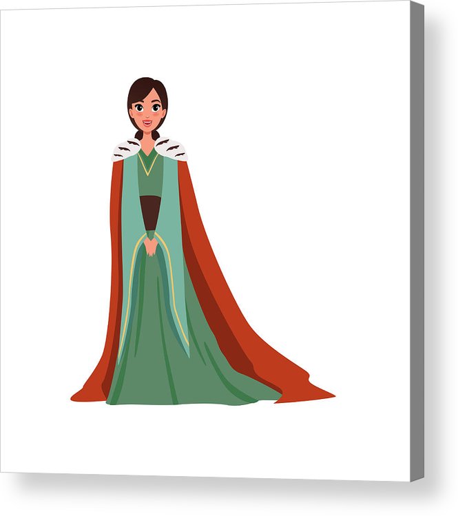665x749 Majestic Queen In Red Mantle European Medieval Character Vector