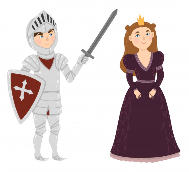 626x572 Brave Knight And Princess Medieval Characters Vector Premium