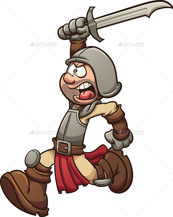 590x738 Medieval Soldier Running Vector Clip Art Illustration With Simple