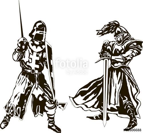 500x464 Two Medieval Knights Vector Stock Image And Royalty Free Vector
