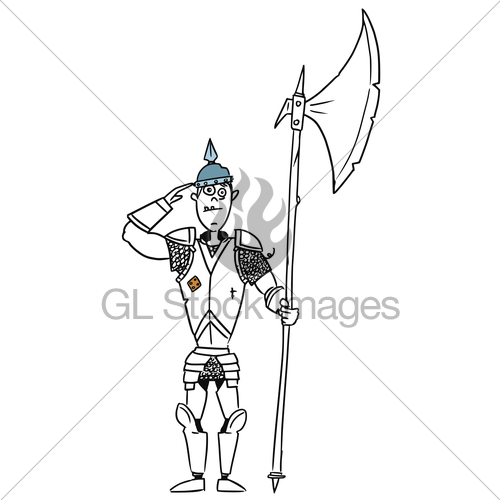 500x500 Cartoon Vector Medieval Fantasy Knight Guard Soldier Gl Stock Images