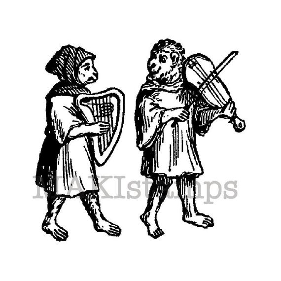 570x570 circus stamp monkeys as musicians medieval rubber stamp etsy