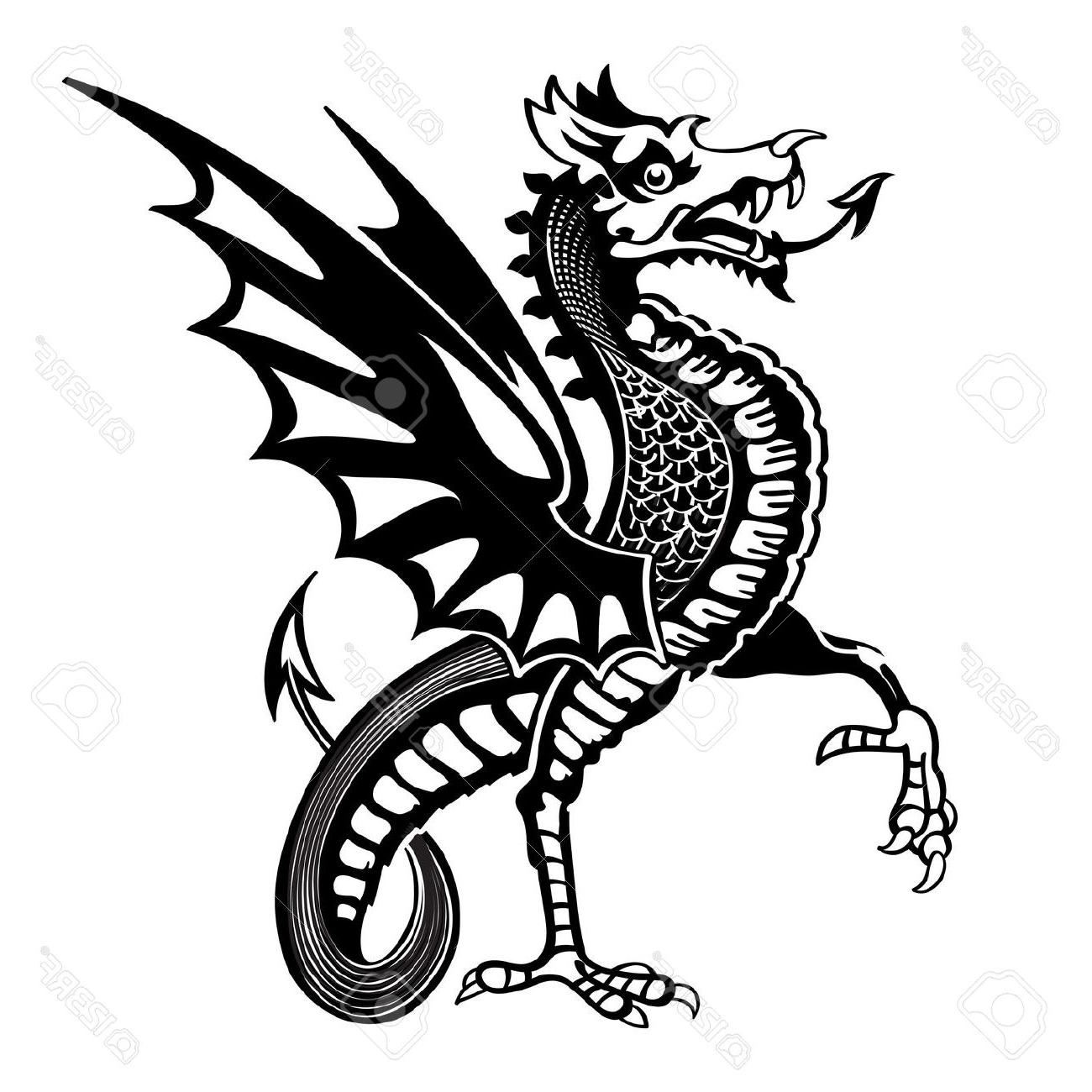 1300x1300 Medieval Dragon Clipart Black And White