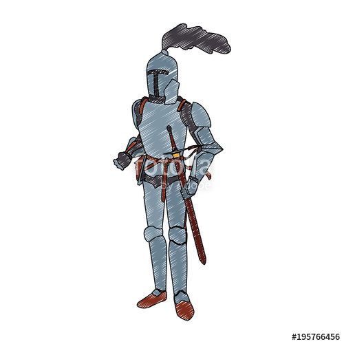 500x500 Medieval Warrior Cartoon Vector Illustration Graphic Design Stock