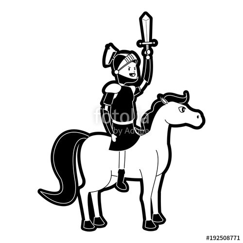 500x500 Medieval Warrior On Horse Cartoon Icon Vector Illustration Graphic